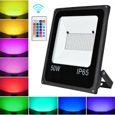 50W LED Flood Light Outdoor Waterproof Color Chan g RGB Floodlight with Remote